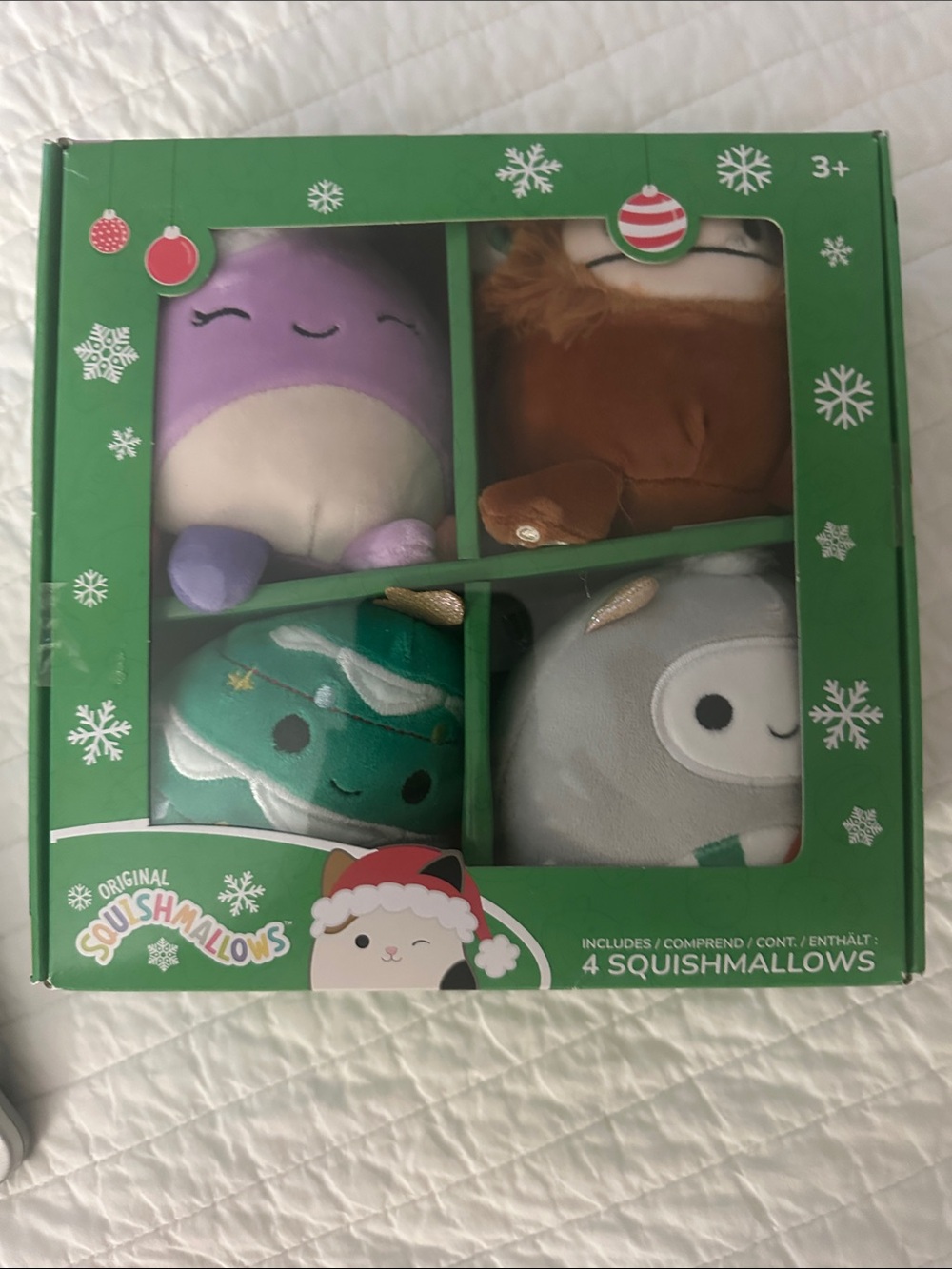 Original Squishmallows 4 Piece Ornament Holiday Christmas Plush Set 4 Inches